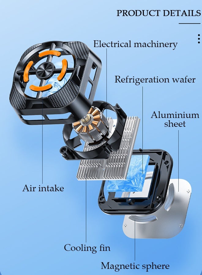 DUNISO رقاقة تبريد مغناطيسية شبه موصلة للبث المباشر والألعاب، مروحة تبريد سريعة للهاتف مع أضواء RGB وشحن سريع، مشعاع الهاتف المحمول لألعاب الهاتف المحمول TikTok Live Strea - Image 3